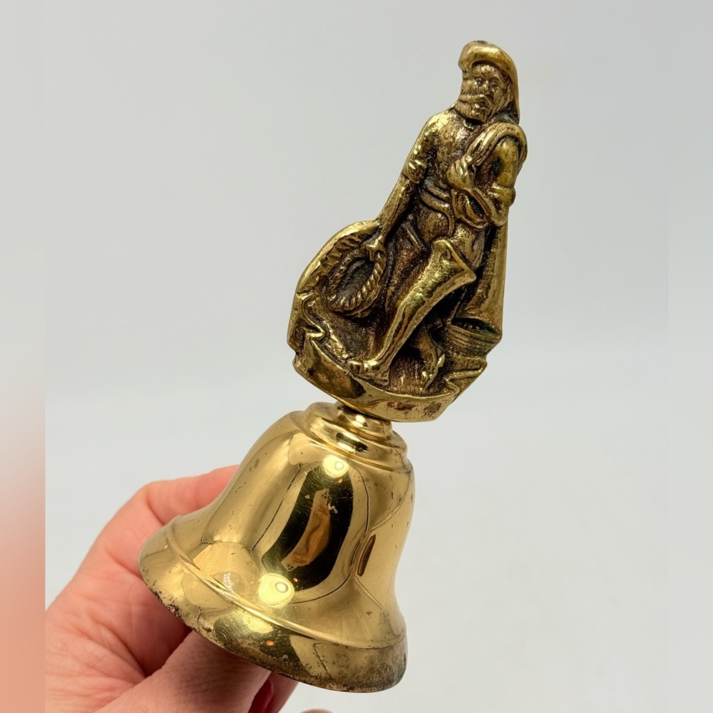 Vintage Brass Hand Bell | Victorian Mariner Handle | Made in England